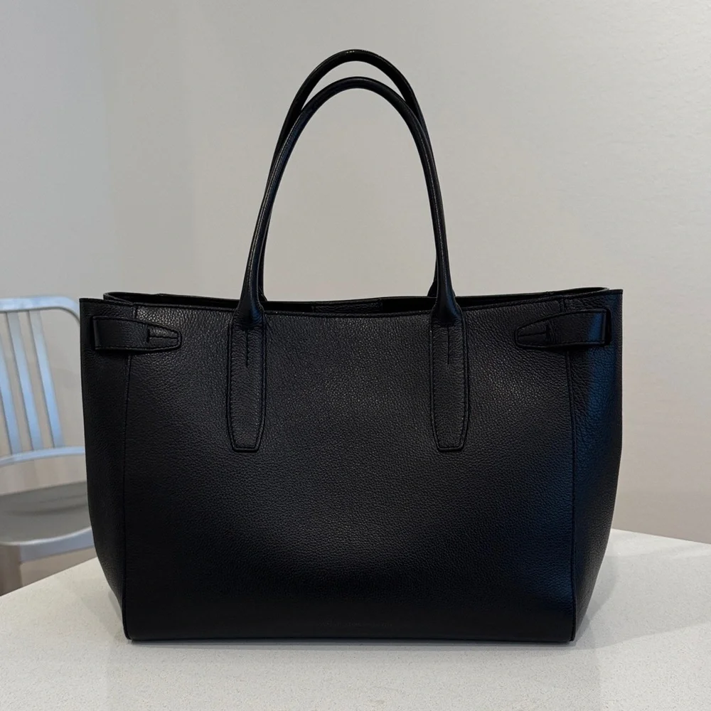Theory Black Pebbled Leather Tote - Picture 2 of 9